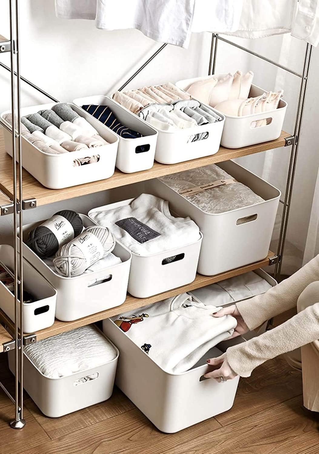 Set Of 8 Plastic Storage Bins,Versatile Kitchen Pantry Organization and Storage,for Plastic Storage Container Under Bed,Under Sink Bathroom Organizer (White, 8 Pack)