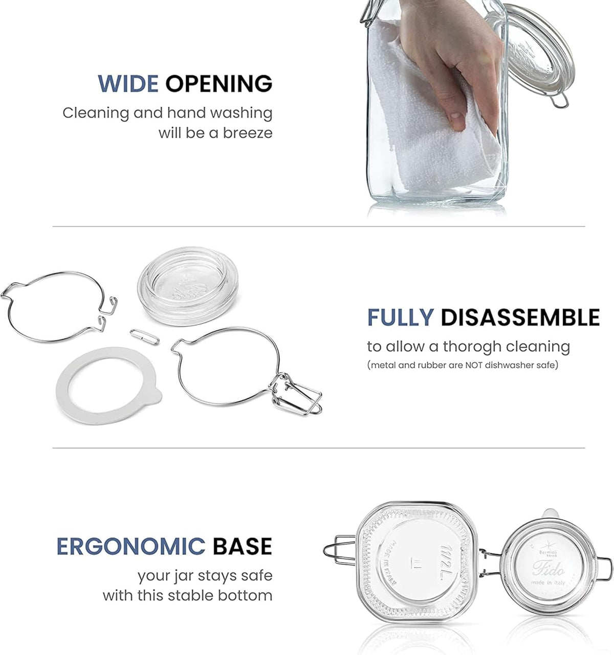 Bormioli Rocco SYNCHKG017035 Fido Glass Canning Jar Italian