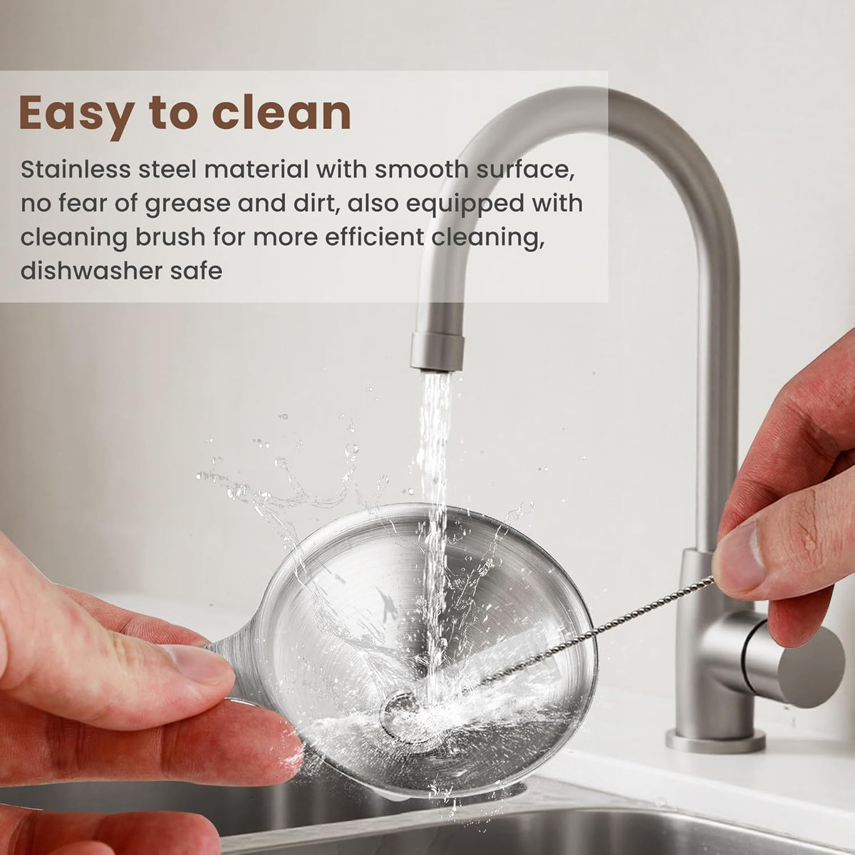 Supercenter Kitchen Funnel, Stainless Steel Mini Funnel, Set of 3, Perfect for Transferring Liquids, Oils, Powders, Spices, with Round Ring and Cleaning Brush