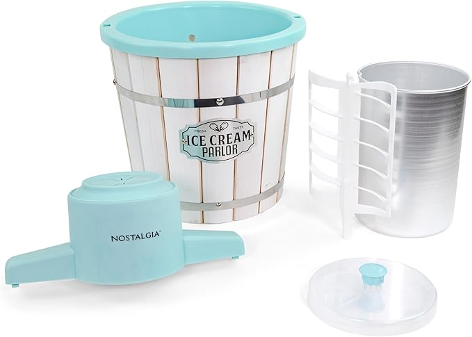 Nostalgia Electric Ice Cream Maker – Parlor Style, Old Fashioned Soft Serve Ice Cream Machine Makes Frozen Yogurt or Gelato in Minutes - Fun Kitchen Appliance – White - 4 Quart