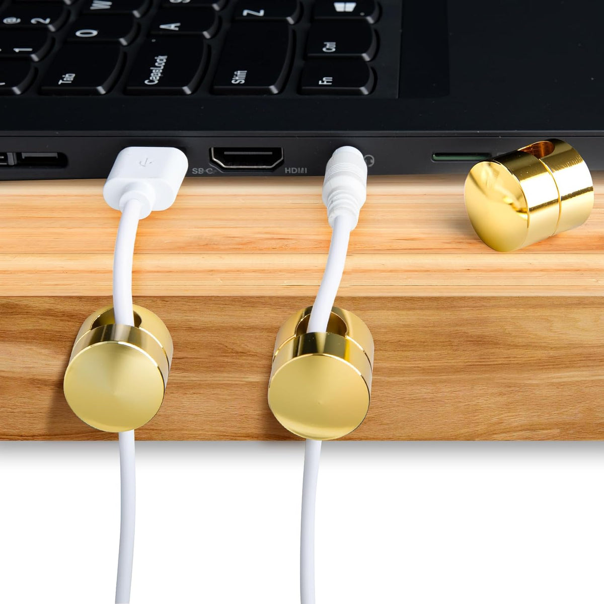5 Sets Charger Holders for Cords, Gold Adjustable Cable Anchor Holders, Adhesive Metal Cord Clips, Cable Management Wire Organizers for Desk, Office, Nightstand