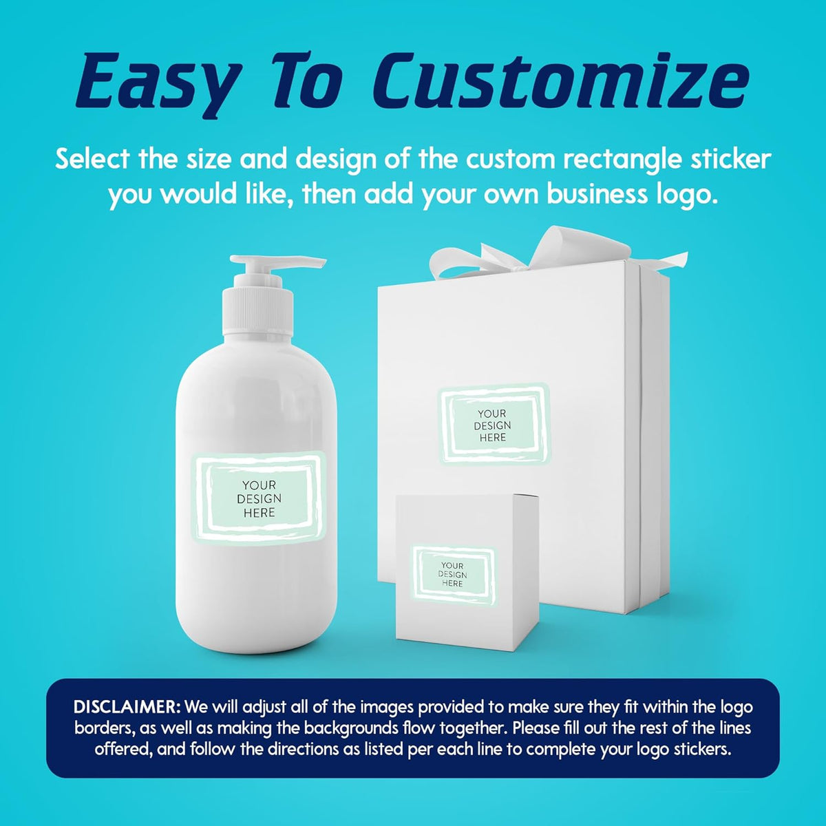 100 Custom Vinyl Stickers - Upload Your own Image, Text, Design, Logo - Personalized Logo Labels for Handmade, Packaging, Bottle, Jars, Candle, Brand Stickers (Mint, 3x2)