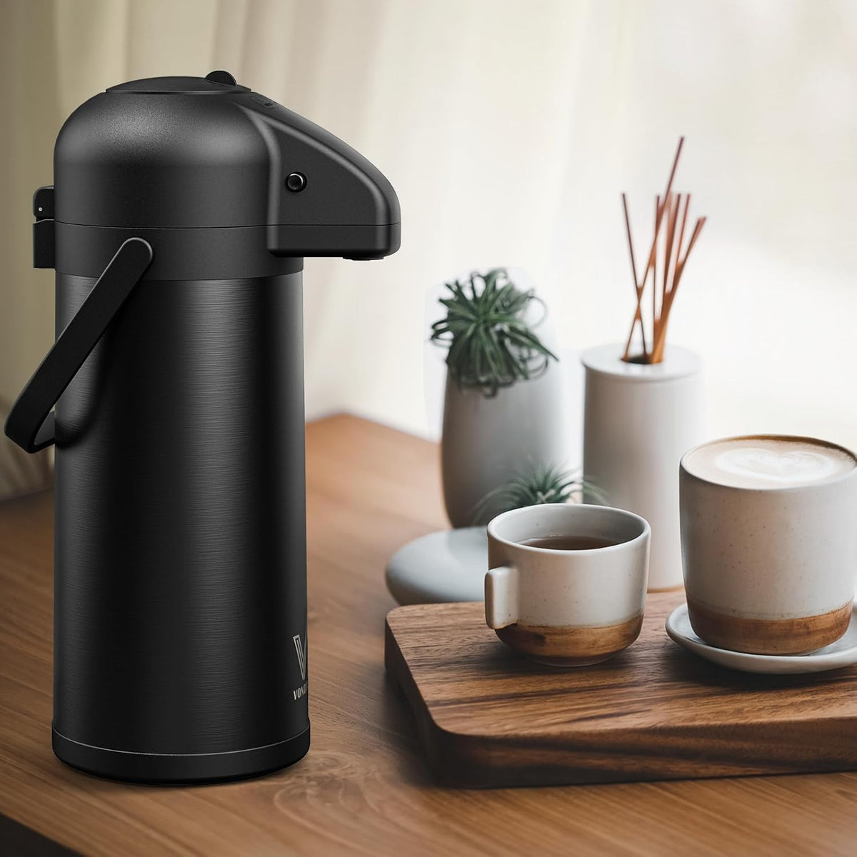 Airpot Coffee Carafe for Keeping Hot - 102 OZ/ 3.0L Coffee Dispenser with Pump - Insulated Stainless Steel thermal carafe for Hot Drinks Water Tea Chocolate - Hot Beverage Dispenser for Parties