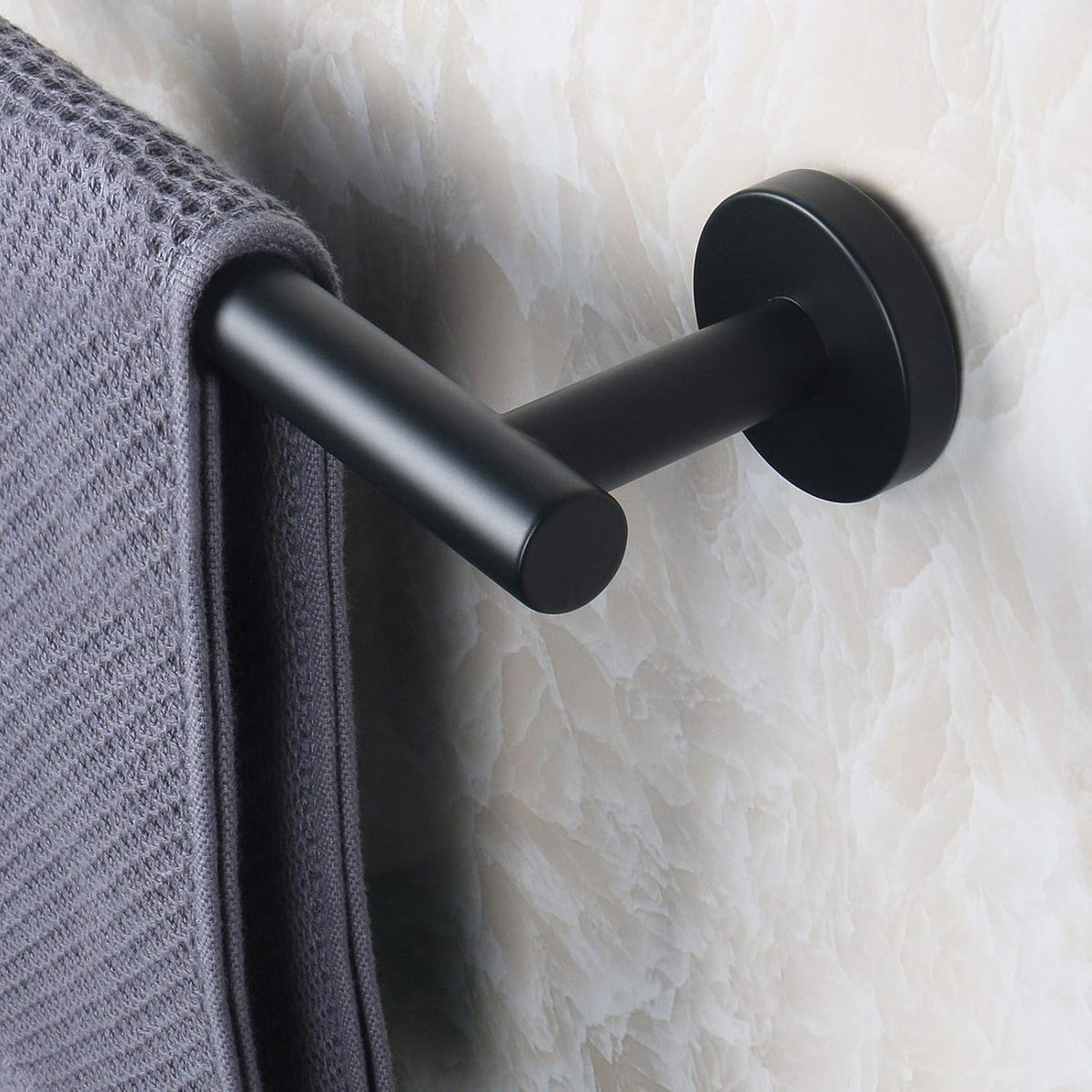 NearMoon Bath Towel Bar, Bath Accessories Thicken Stainless Steel Shower Towel Rack for Bathroom, Towel Holder Wall Mounted (1 Pack, Matte Black, 33 Inch)