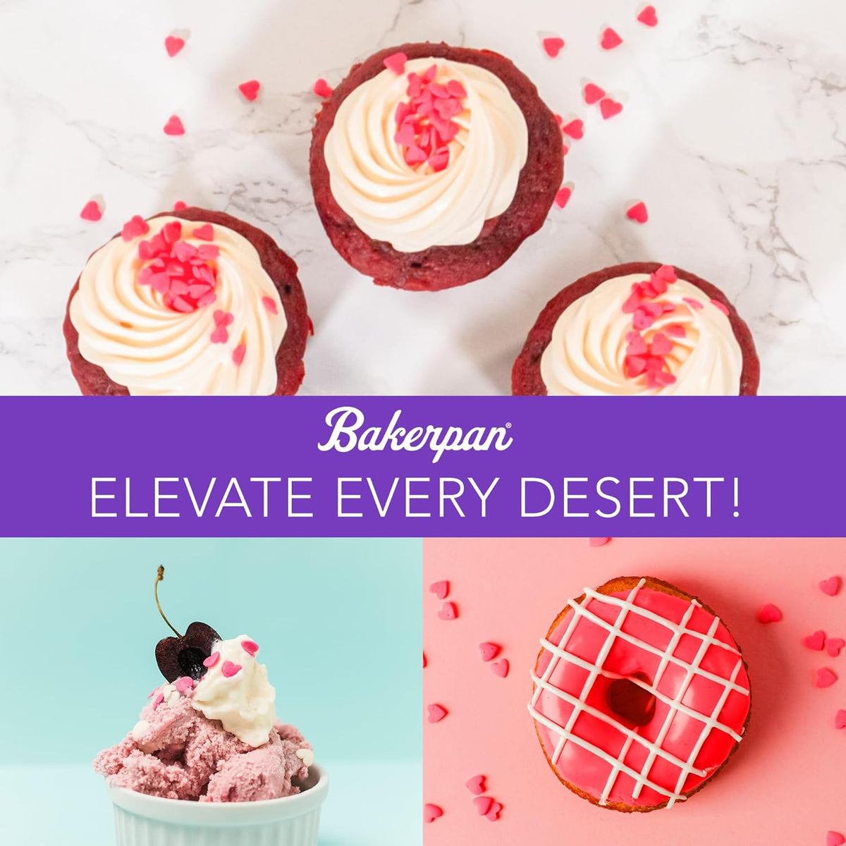 Bakerpan Heart Sprinkles for Baking - Assorted Colors Sprinkles for Cookies - 4 Ounces Heart Shaped Sprinkles Edible Made in USA