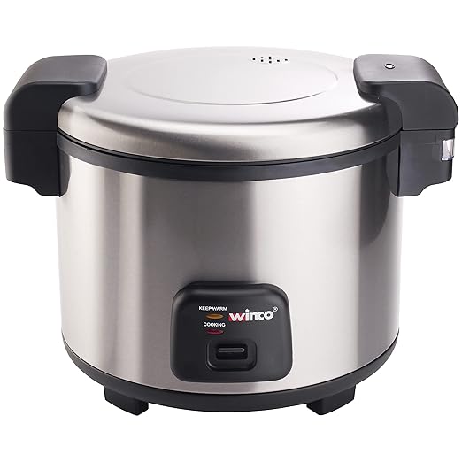 Winco Commercial-Grade Electric Rice Cooker with Hinged Cover, 30 Cup