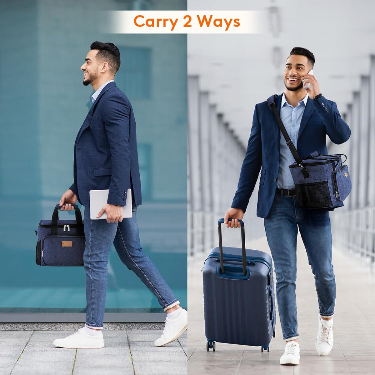 Lifewit Large Lunch Bag Insulated Lunch Box Soft Cooler Cooling Tote for Adult Men Women, Dark Blue 24-Can (15L), 11.8" × 9.1" × 9.1"