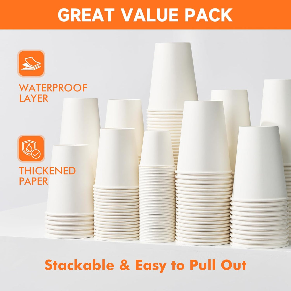 50 Pack 12 oz Disposable Coffee Cups with Lids and Sleeves, Paper Coffee Cups for Hot/Cold Drinks, Leak-Proof To Go Cups for Home, Cafes, Events and Office