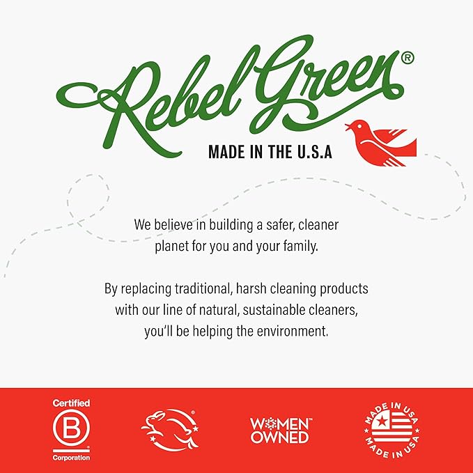 Rebel Green Fruit & Veggie Clean — Plant-Based Produce Cleaner—Natural Fruit and Vegetable Wash with No Aftertaste — Chemical & Wax Removal — Made with Organic Extracts of Citrus — Half Gallon