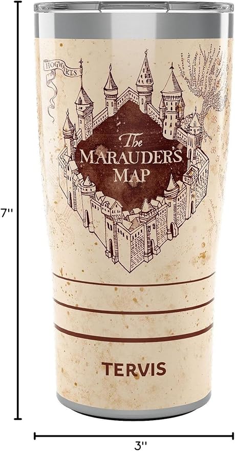 Tervis Traveler Harry Potter The Marauder's Map Triple Insulated Insulated Tumbler Travel Cup Keeps Drinks Cold & Hot, 20oz, Stainless Steel