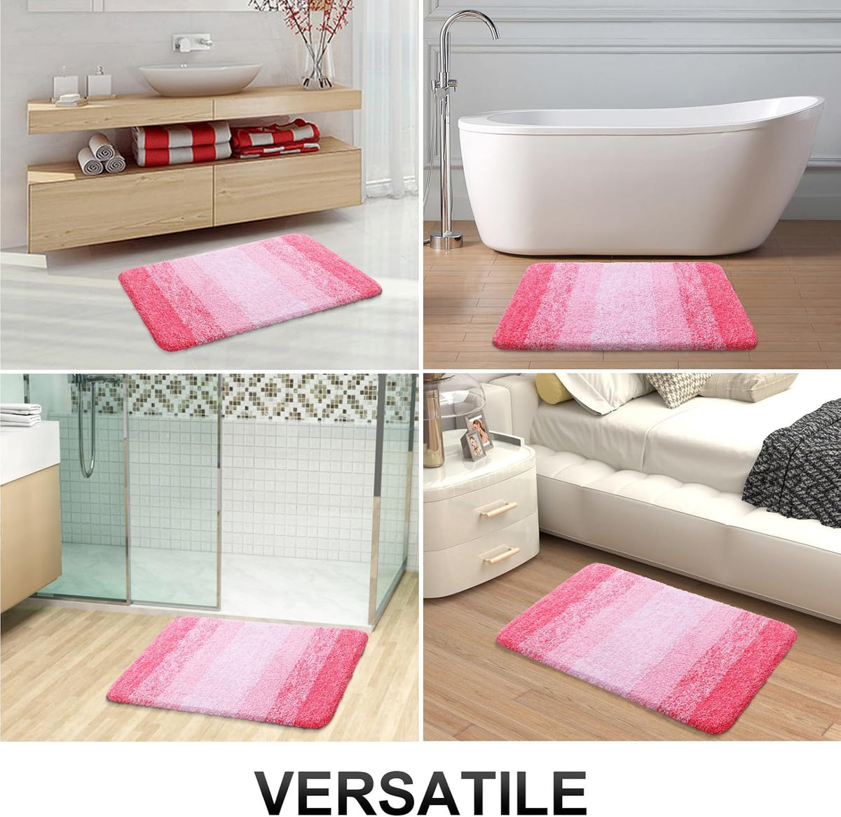 OLANLY Bathroom Rugs Mat 36x24, Extra Soft Absorbent Microfiber Bath Rugs, Rubber Backing, Quick Dry, Machine Washable Bath Mats for Bathroom Floor, Tub and Shower, Home Decor Accessories, Pink