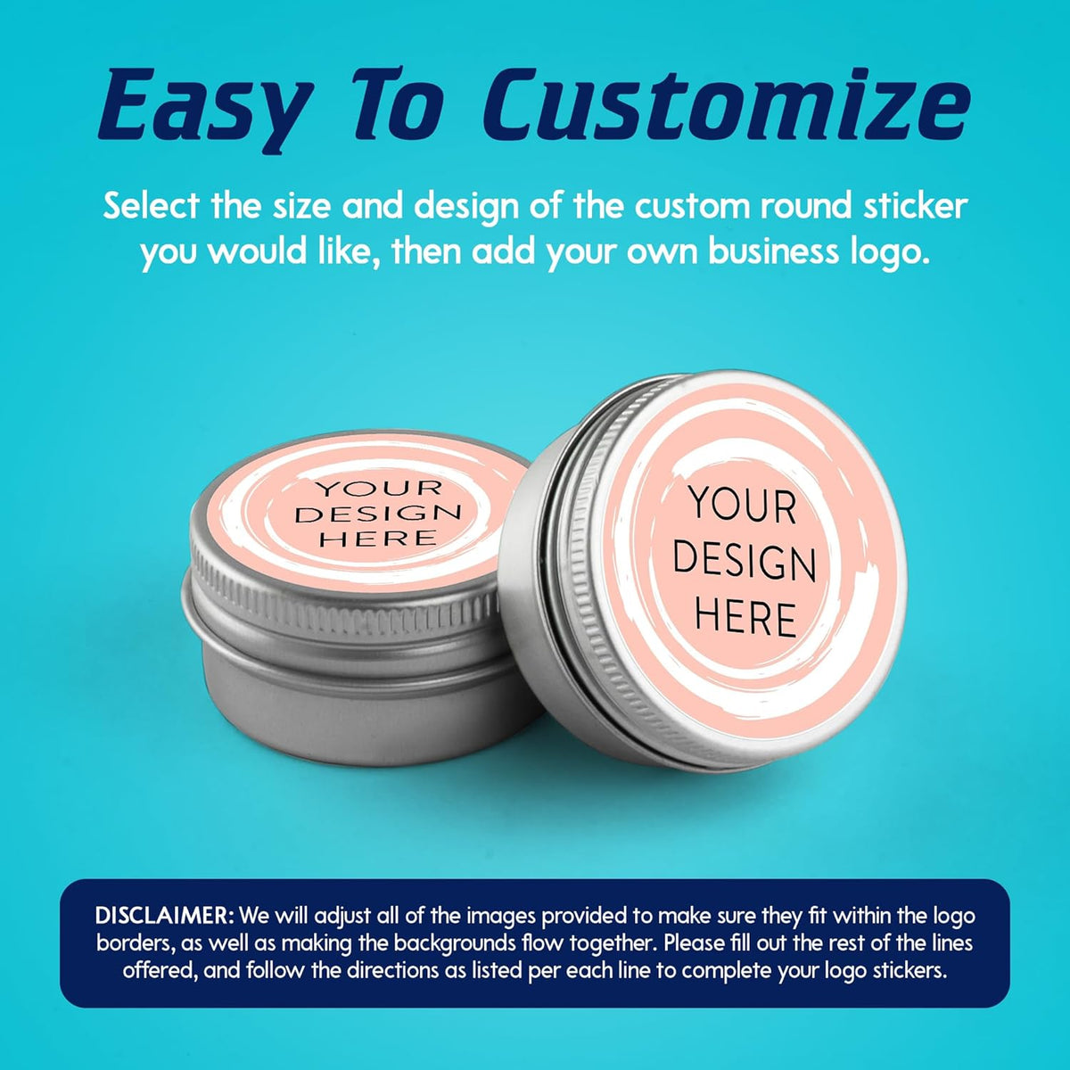 100 Custom Vinyl Stickers - Upload Your own Image, Text, Design, Logo - Personalized Logo Labels for Handmade, Packaging, Bottle, Jars, Candle, Brand Stickers (Peach, 2x2)
