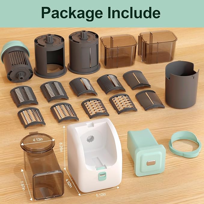 Upgraded Electric Cheese Shredder, Automatic Cheese Grater Electric with 6 Interchangeable Blades, 6 in 1 Electric Cheese Grater for Cheese, Fruits, and Vegetables