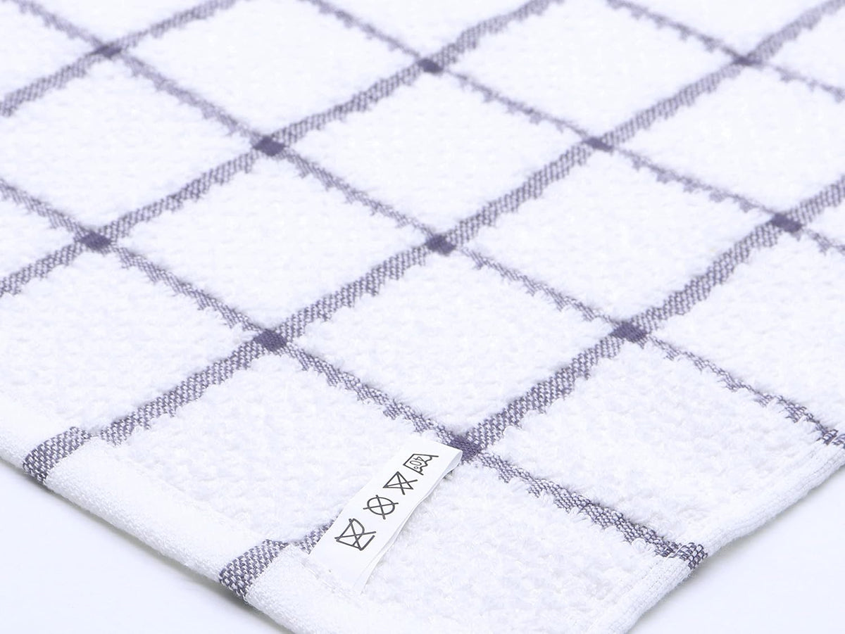 Cotton Grid Dish Cloths, Terry Cleaning Rags, 12 x 12 Inches, Light and Soft, Quick Drying Dish Rags, 8pc/Set (Purple)