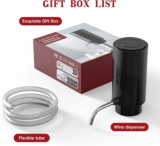 Electric Wine Aerator Pourer with USB Rechargeable, Automatic Wine Bottle Dispenser Machine and Multi-Smart Wine Decanter, Perfect Wine Gifts for Wine Lovers