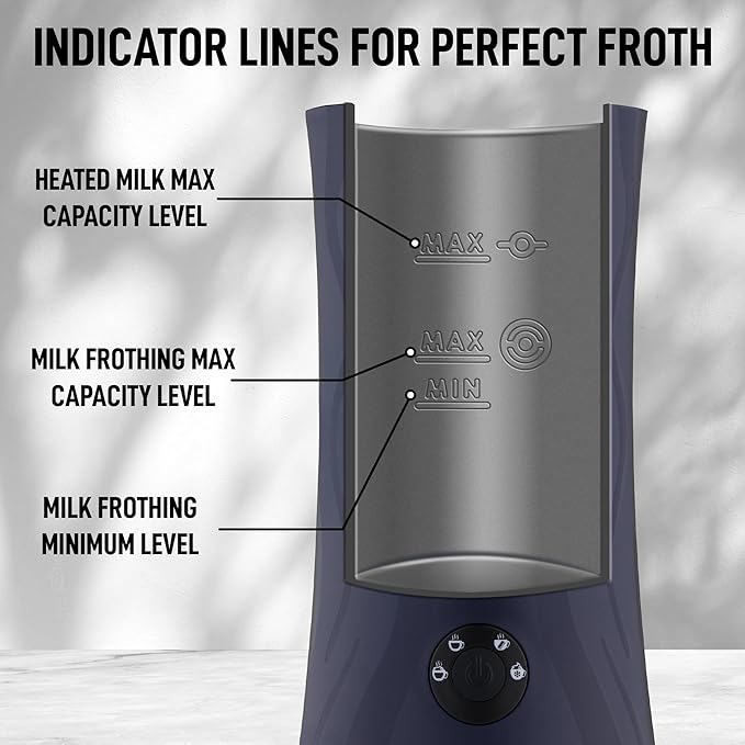 Zulay 4-in-1 Milk Frother and Steamer - Automatic Hot and Cold Foam Maker with Auto Shut Off & Temperature Control for Coffee, Latte, Cappuccino, Hot Chocolate - Navy