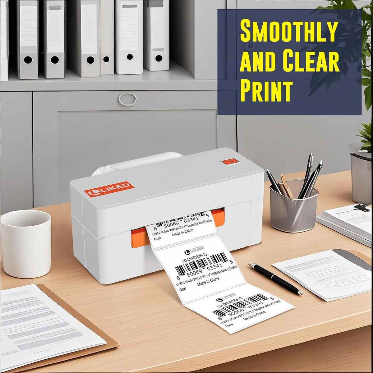 L LIKED 3" x 2" Direct Thermal Labels, Permanent Adhesive Barcode Shipping Stickers & Compatible with Rollo, Zebra and Other Desktop Printers (12 Rolls, 8400 Labels)