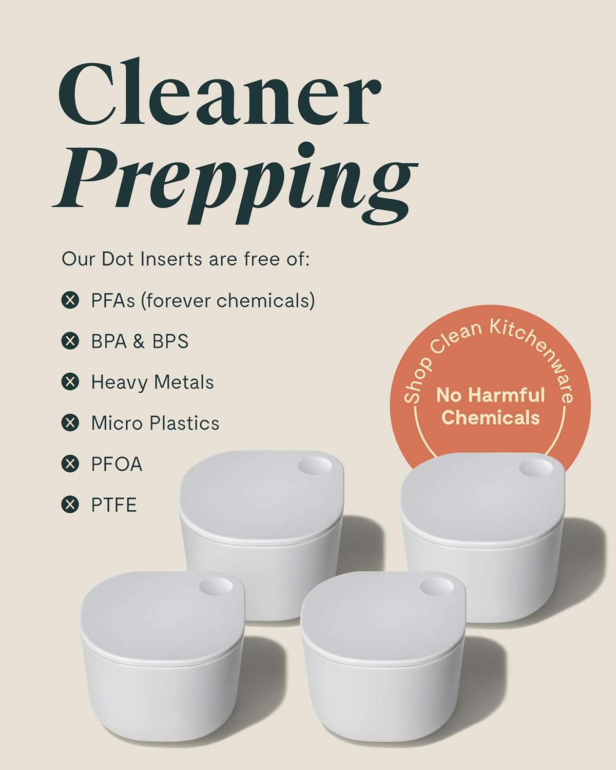 Caraway 4pc Dot Inserts - Dash Ramekins w/Lid - Easy to Store, Non Toxic - Perfect for Sauces, Garnish, & Small Snack or Sides