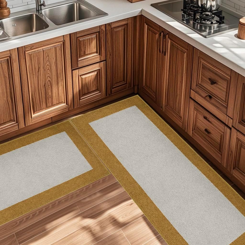 Machine Washable Runner Rugs Set of 2, (24" x 36"+ 24" x 60"), Non Slip Kitchen Mats for Floor, Absorbent Entryway Rug for Kitchen, Bedroom, Hallway, Bathroom, Door (Roll Packing)