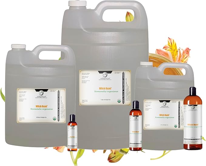 Organic Witch Hazel – 100% Pure Natural USP Astringent with 14% Alcohol | Hamamelis Virginiana Extract for Face, Skin, Hair & Wellness | Bulk & Gallon Options | 32 Fl Oz | Net Wt. 0.95 kg / 2.1 lb