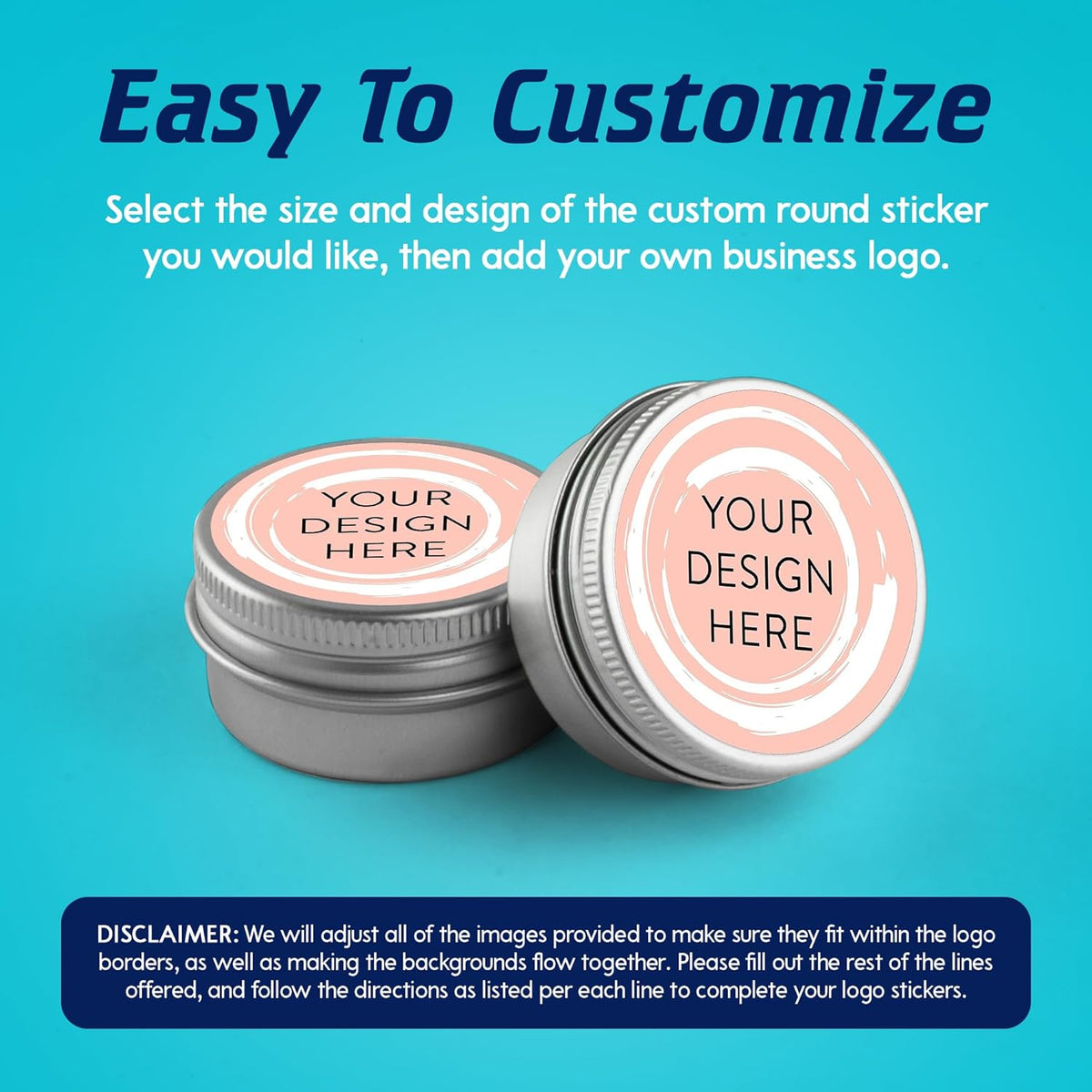 100 Custom Vinyl Stickers - Upload Your own Image, Text, Design, Logo - Personalized Logo Labels for Handmade, Packaging, Bottle, Jars, Candle, Brand Stickers (Peach, 1.5x1.5)