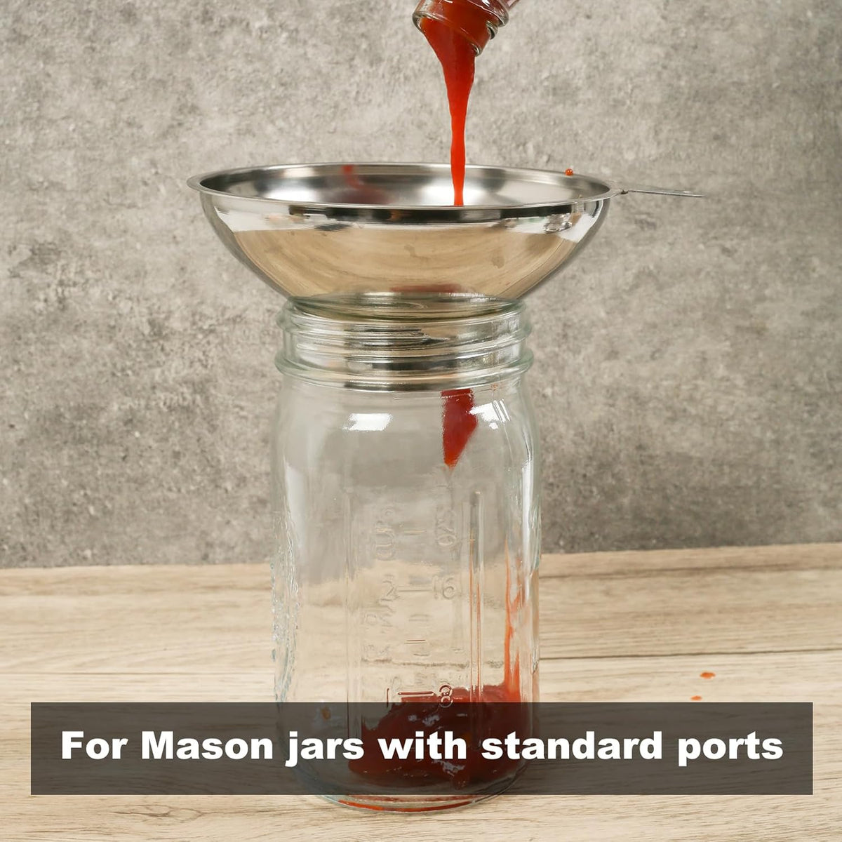 5.7 in X 2.26 in Caliber Stainless Steel Canning Funnel for Regular Caliber Mason Jars - Kitchen Filling Funnel (without filter)