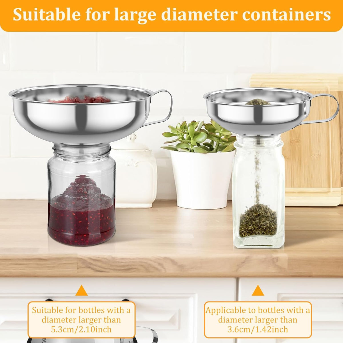 12 Pcs Canning Funnel with Strainer Stainless Steel Canning Multifunctional Wide Mouth Kitchen Stackable Mason Jar Funnel for Filling Bottles