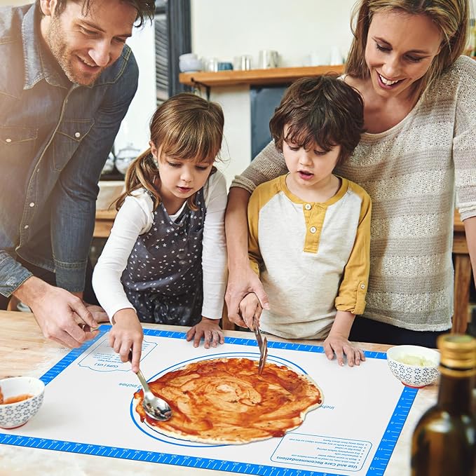 Silicone Pastry Mat for Baking, Pastry Dough Mat for Rolling, Kneading Mat, Silicone Baking Mat for Pizza Cookies Pie Crust Kitchen Counter Mat Placemat Oven Mat