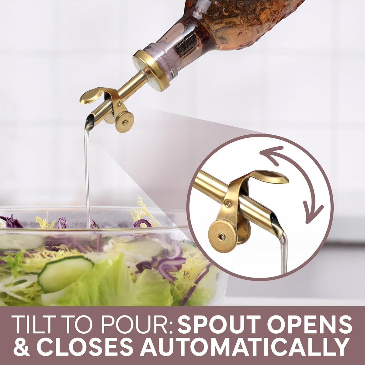 COOK WITH COLOR Glass Olive Oil Bottle Dispenser - 2 Pack- 17oz Oil and Vinegar Cruet - Olive Oil Carafe Decanter for Kitchen