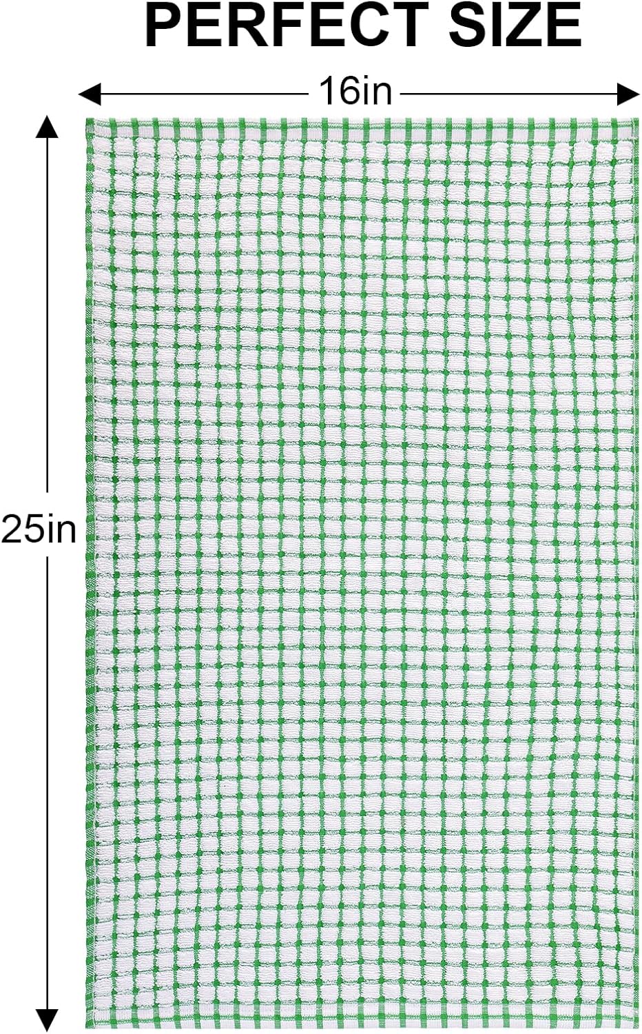 Kitinjoy Cotton 6 Pack Terry Kitchen Towels, 16 x 25 Inches Super Soft and Absorbent Dish Towels, Quick Drying Hand Towels for Kitchen Drying, Green