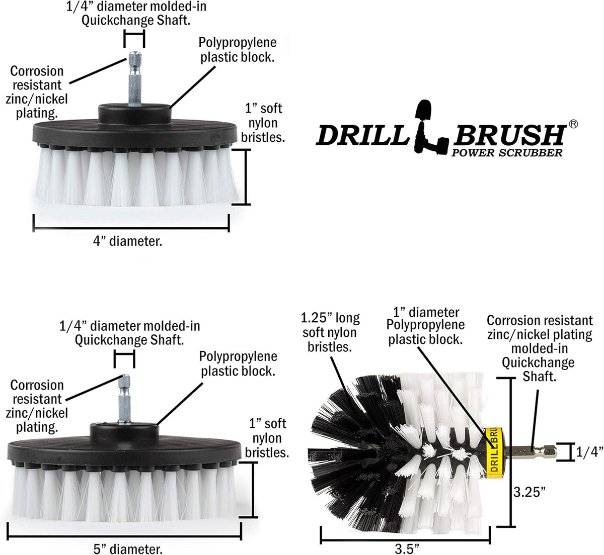 Drill Brush – Ultimate Car Wash Kit - Cleaning Supplies – Car Carpet - Truck Accessories - Wheel Brush - Motorcycle Accessories - Car Mats - Spin Brush - Interior Leather, Vinyl, Upholstery, Fabric