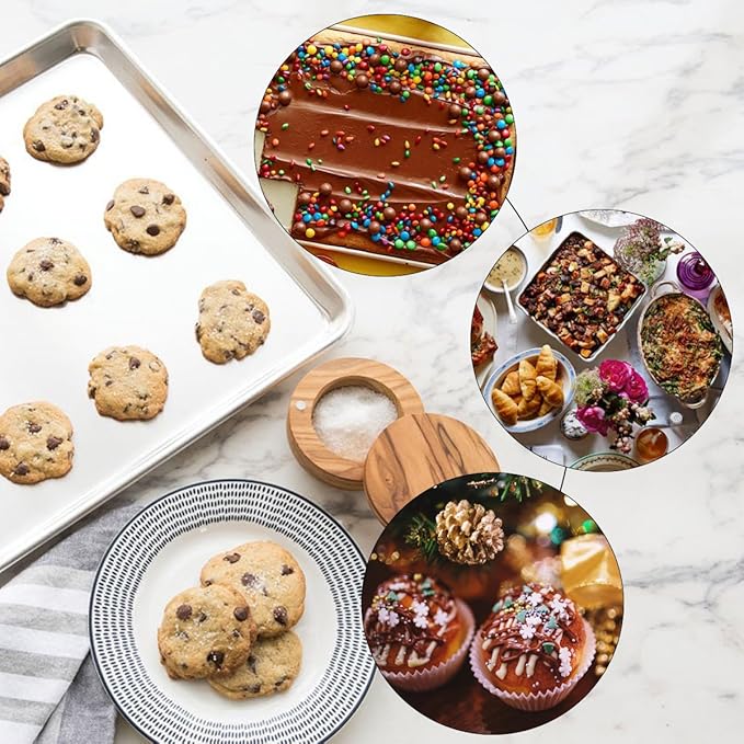 Baking Sheet Set of 2, Stainless Steel 2-Piece Cookie Sheet, Toaster Oven Baking Pan Set, Rectangle Size 16 x 12 x 1 inch, Healthy & Non Toxic, Mirror Finish & Rust Free, Dishwasher Safe