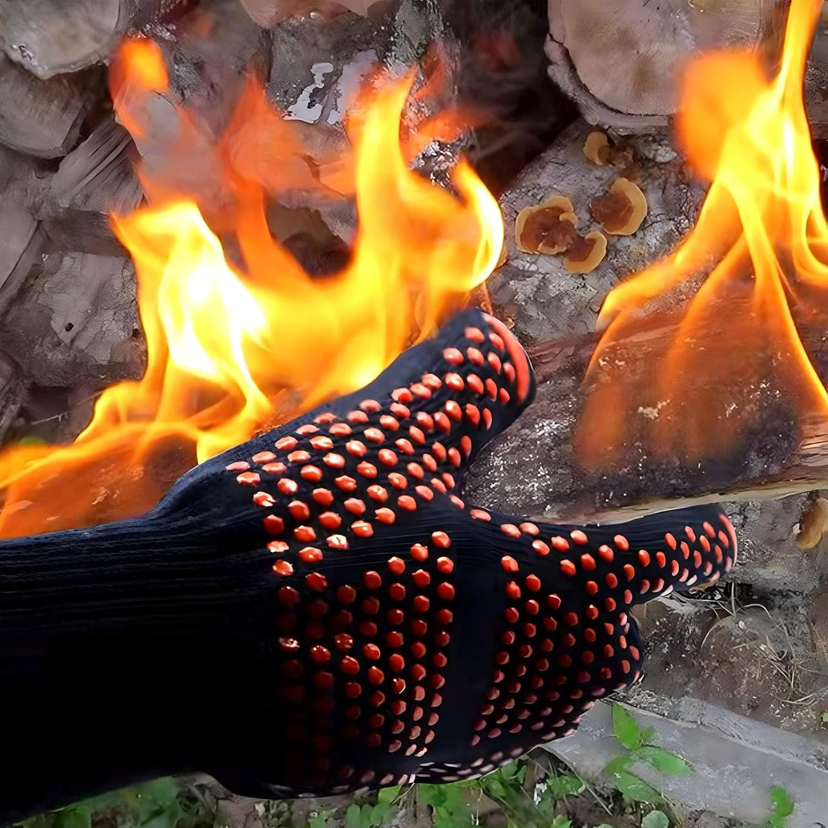 1 Pair Grill Oven Mitts, 1472°F Heat Resistant BBQ Gloves for Cooking, Non-Slip Silicone Oven Gloves, Barbecue Grill Gloves BBQ Mitts (Red-Arrow Pattern)