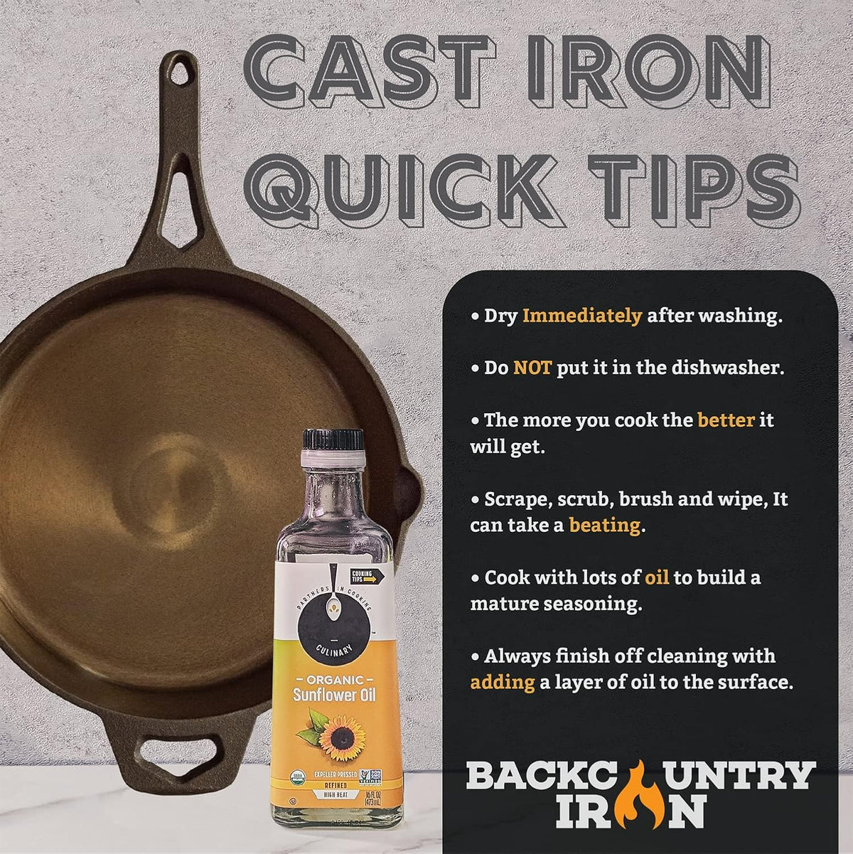 Backcountry Iron 6 Inch Smooth Wasatch Pre-Seasoned Round Cast Iron Skillet