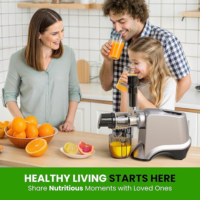 Eurolux Slow Masticating Juicer – Cold Press Machine for High-Yield Juice Extraction – Quiet & Powerful Juicer for Fruits and Vegetables – Easy to Clean, BPA-Free & Nutrient-Rich – Compact Design