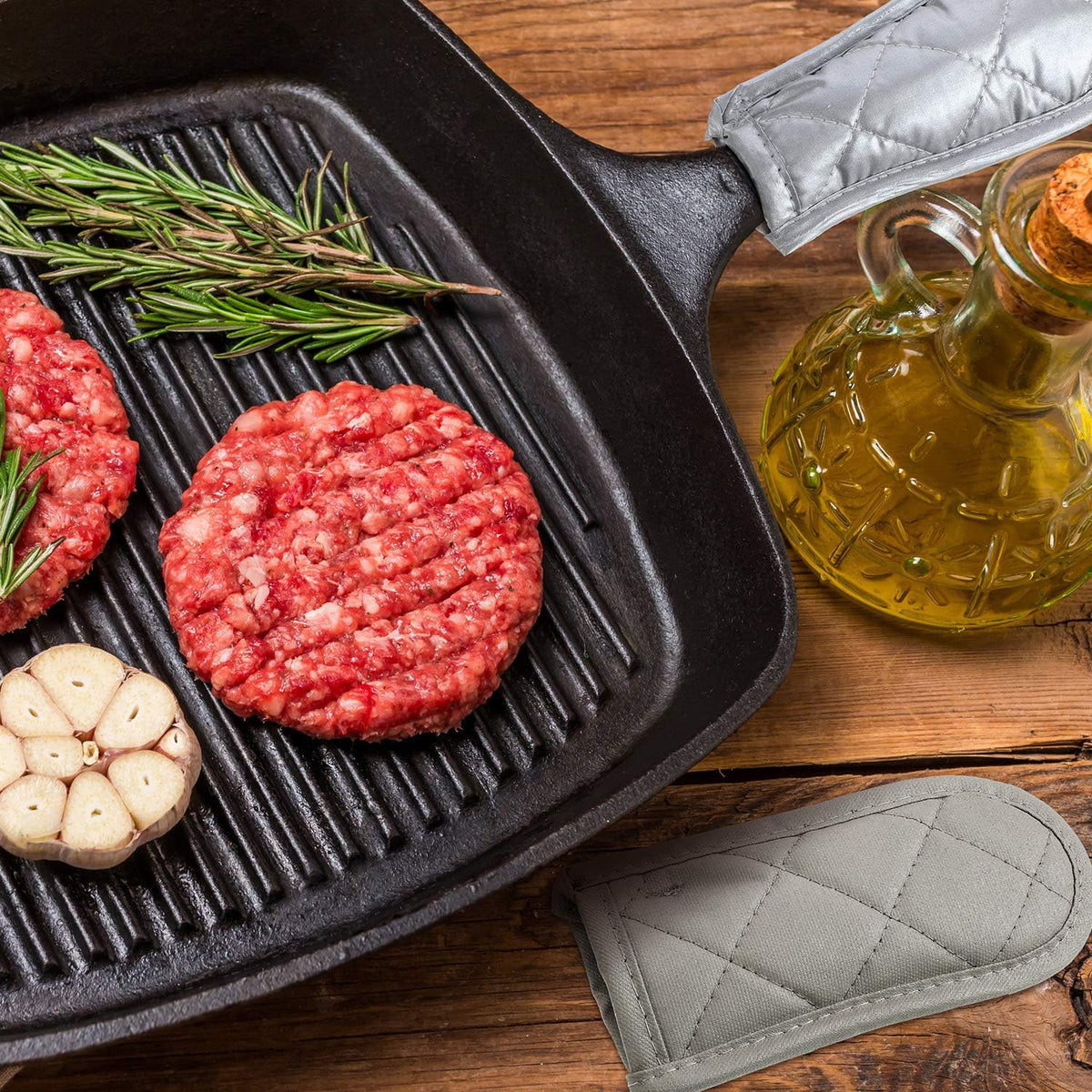 Patelai 24 Pcs Pan Handle Sleeve Covers Cast Iron Handle Cover Heat Resistant Non Slip Skillet Holder Sleeves Mitt for Kitchen Cooking Tools