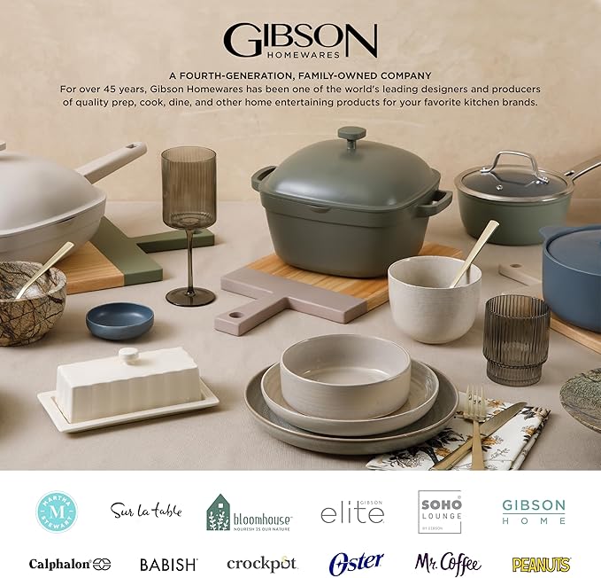 Gibson Elite Soho Lounge 16-Piece Round Reactive Glaze Stoneware Dinnerware Set, Service for 4 – Teal Plates and Bowls