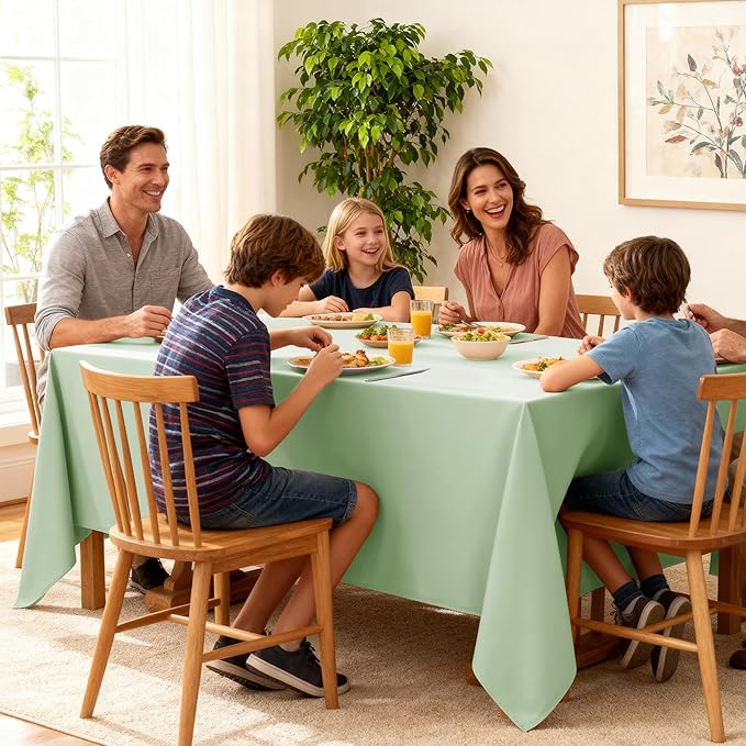 10-Pack Sage Green Tablecloths for Rectangle Tables, 60 x 102 Inches, Stain-Resistant Polyester Fabric for 6 Foot Tables - Washable Table Covers for Weddings, Birthday Parties, Events