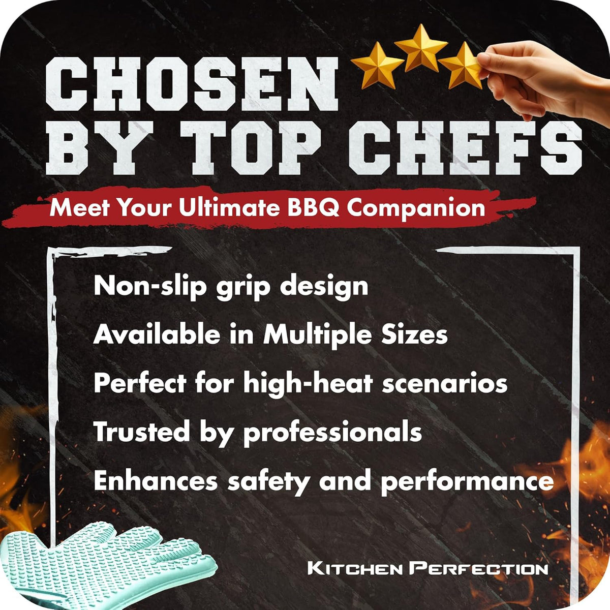 KITCHEN PERFECTION XL Silicone Smoker Oven Gloves-Extreme Heat Resistant BBQ Gloves-Handle Hot Food Right on Your Grill Fryer&Pit|Waterproof Grilling Cooking Baking Mitts|Superior Value Set+3 Bonuses