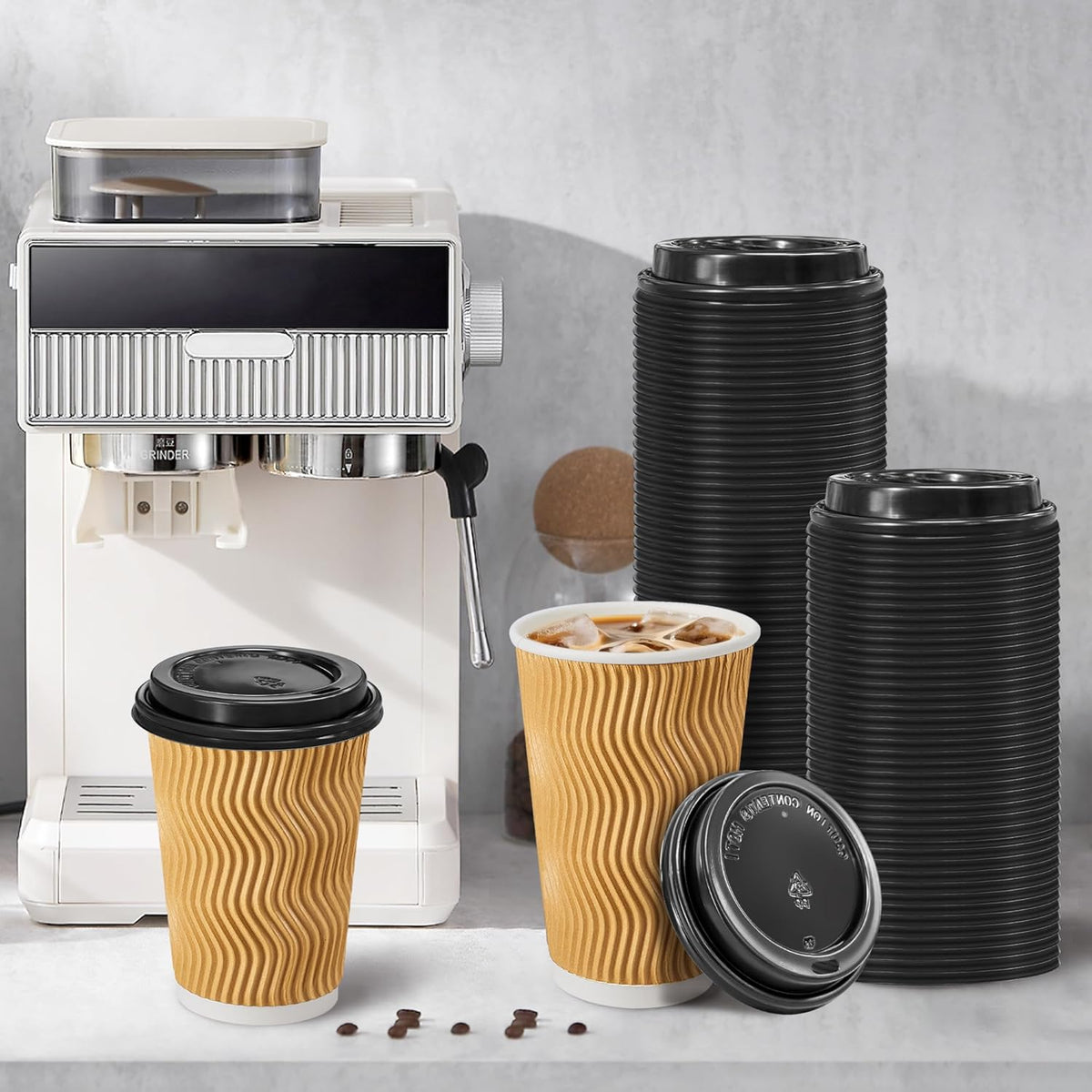 240 Pack Disposable Coffee Cup lids, 3.54'' Leak-Proof Disposable Plastic Cup Lids for 10, 12, 16, 20oz Paper Cups, Hot/Cold Drinking Cup Lids, Black