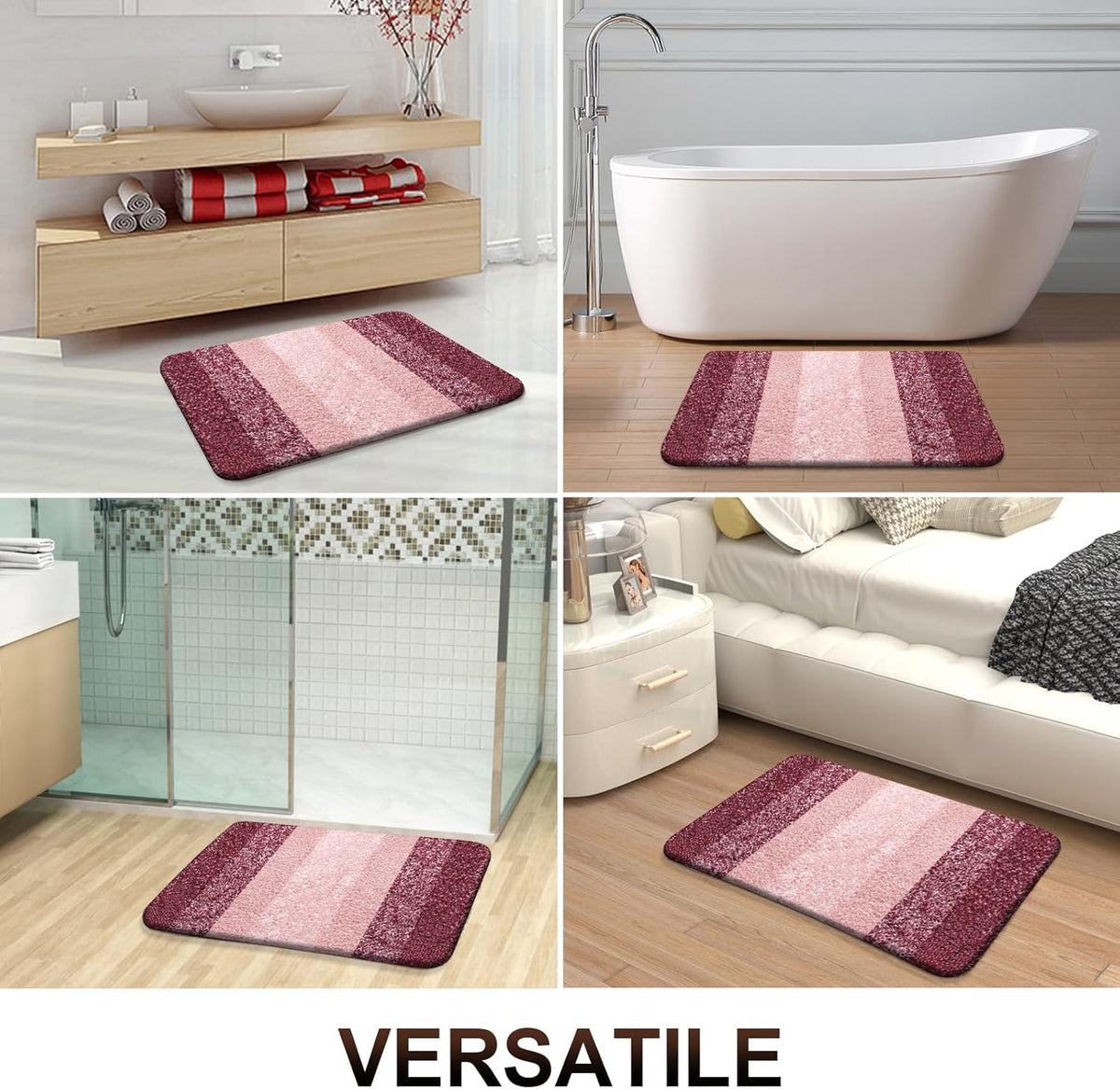OLANLY Bathroom Runner Rugs 59x24, Extra Soft Absorbent Microfiber Bath Rugs, Rubber Backing, Quick Dry, Machine Washable Bath Mats for Bathroom Floor, Tub and Shower, Home Decor Accessories, Red