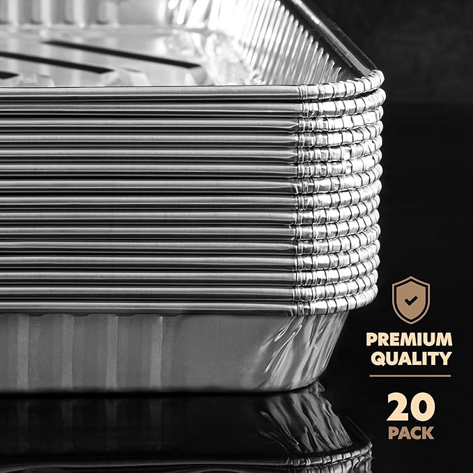 PLASTICPRO Aluminum Pans 20 Pack Disposable Cookie Sheets 9'' x 13'' Baking Pans Premium Quality Heavy Duty Cookie Sheet Pans
