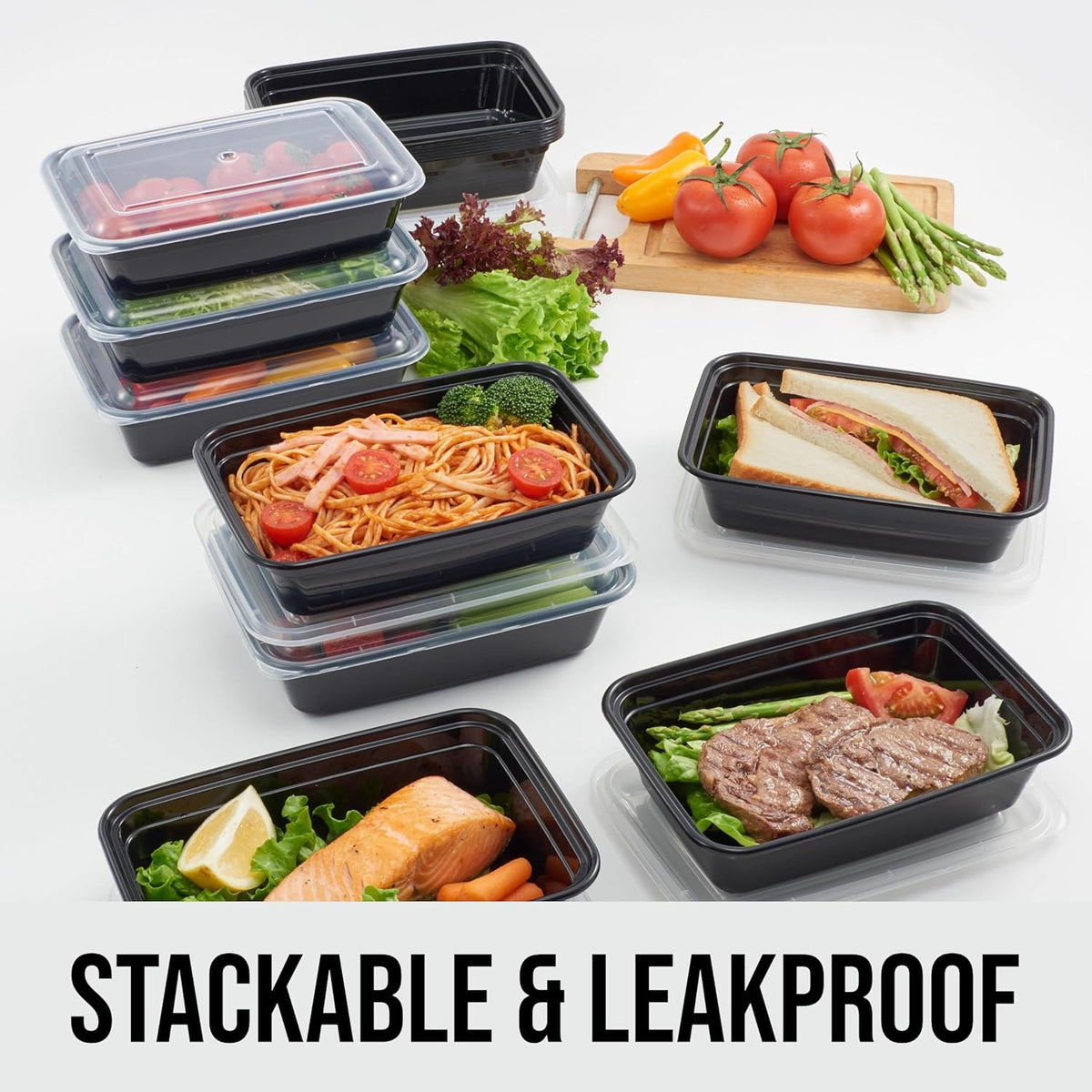 Pomp 24 oz Single Compartment Meal Prep Containers + Lids (10 Pack) | Reusable, Leak-Proof, BPA-Free Food Storage Containers | Microwave, Freezer & Dishwasher Safe