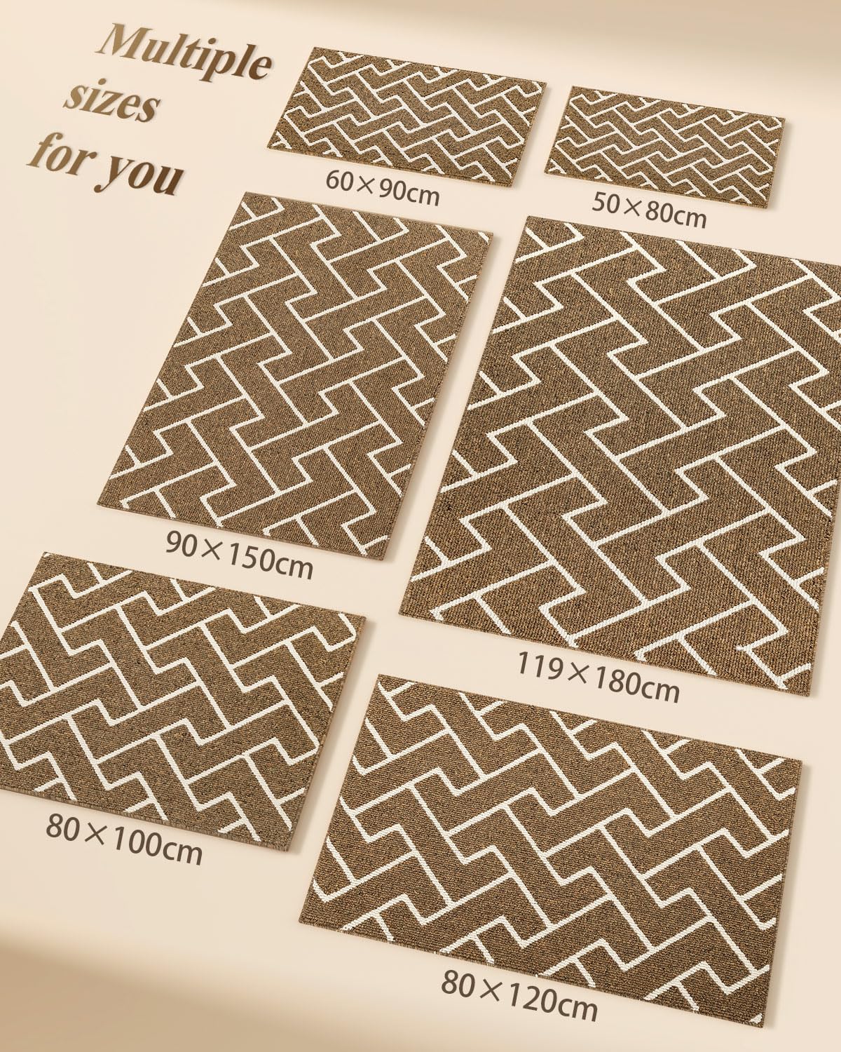 hicorfe Kitchen Rugs and Mats Sets,Super Absorbent Polypropylene Non-Slip Rug,Soft Comfort Floor Mat,Washable for Kitchen,Hallway,Office,Sink,Laundry(20" x 31.5",Brown)