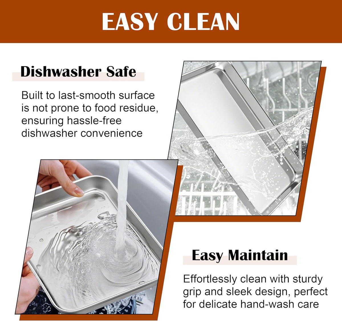 E-far Small Baking Sheet with Wire Rack (2 Pans + 2 Racks), Stainless Steel Cookie Sheets Trays & Cooling Rack for Toaster Oven, Non Toxic & Warp Resistant, Oven & Dishwasher Safe, 10.5 x 8.3 x 1 Inch
