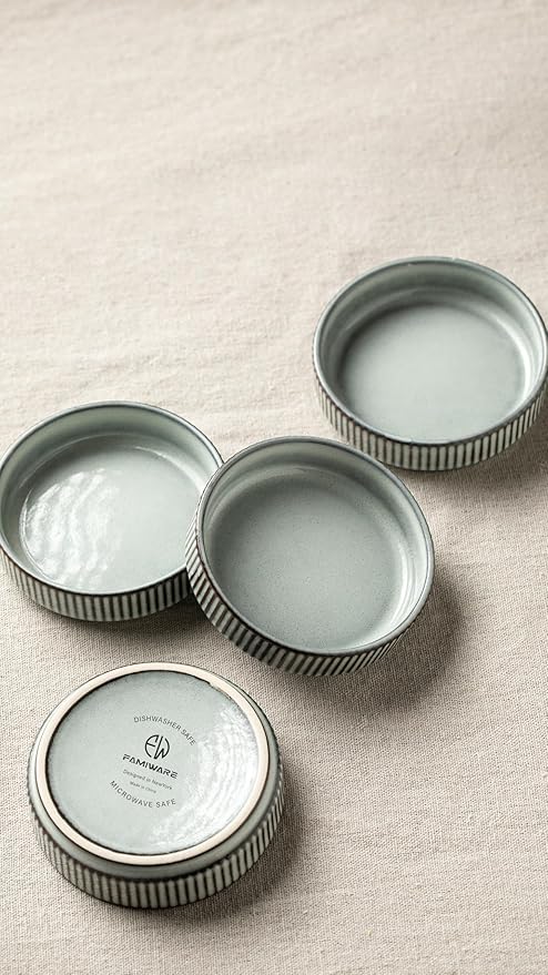 famiware Star Soy Sauce Dish Ceramic Dipping Bowls Set of 6, 4 oz Individual Dip Sauce Cups/Bowls/Dishes/Plates, Small Serving Bowl for Side Dishes, Dessert, Ice Cream, Condiments, Sushi - Smoky Blue
