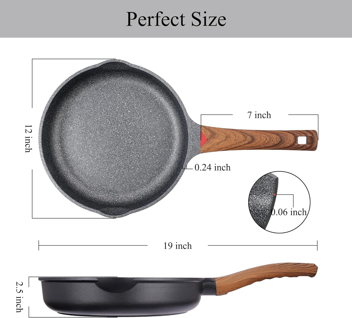 Vinchef Nonstick Frying Pan Anti Scratch,11 Inch Skillet Cast Aluminum Cookware with Wooden Stay Cool Handle, Induction Compatible