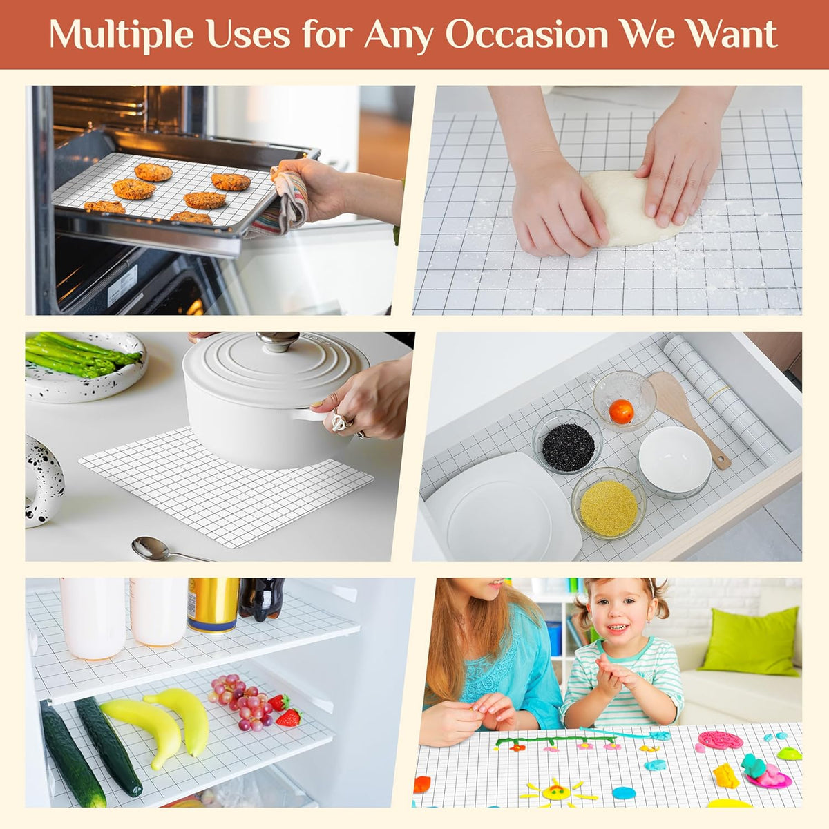 Silicone Baking Mat, 16 IN x 6 FT Free Cutting Baking Sheet,Non-Stick Reusable Dough & Pastry Mat,Non-Slip Silicone Mat Roll for Air Fryer Liner,Freeze Dryer,Oven Baking Pan,Kitchen Counter