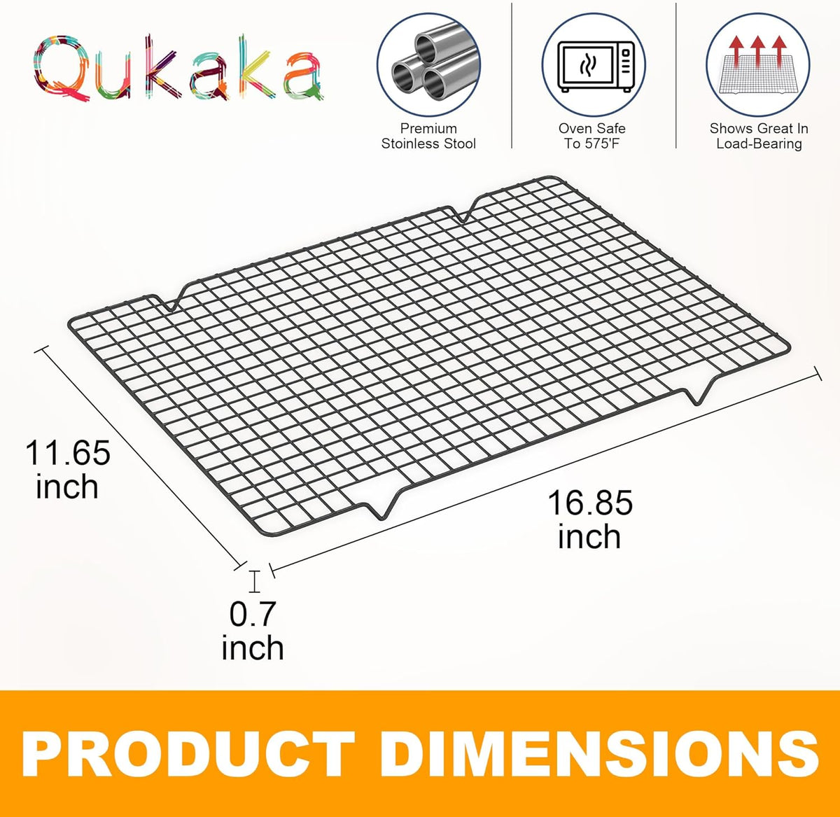 2PCS Cooling Racks for Cooking and Baking -11.65''x16.85''Heavy Duty Stainless Steel Wire Rack for Baking, Grilling, Roasting - Oven & Dishwasher Safe - Fits Half Sheet Pan(Black)