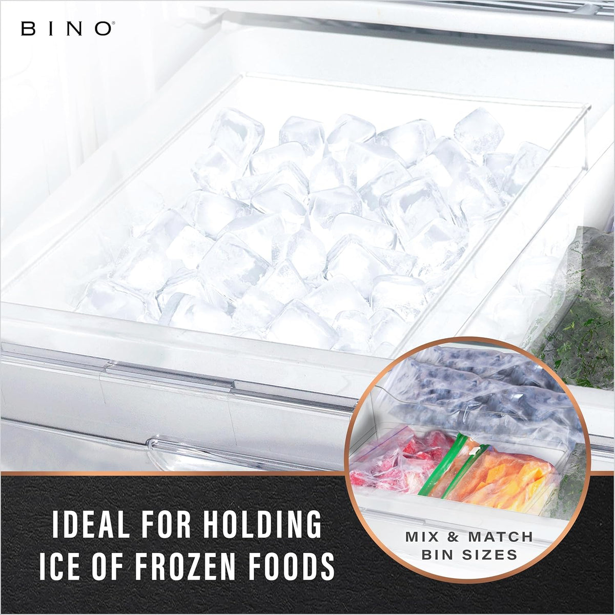 BINO | Plastic Storage Bins, Large | THE HANDLER COLLECTION | Multipurpose Organizer Bins | Kitchen Pantry Organizers and Storage | Clear Containers for Organizing Home | Freezer Organizer